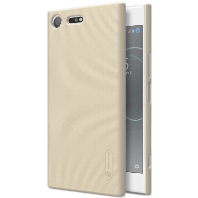 Nillkin Frosted Shield Sony Xperia XZ Premium (Xperia XZ Premium Dual) auksinis plastikinis dėklas + apsauginė ekrano plėvelė / 