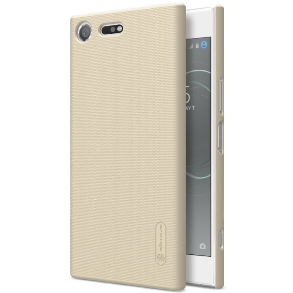 „Nillkin“ Frosted Shield dėklas - auksinis + apsauginė ekrano plėvelė (Xperia XZ Premium)