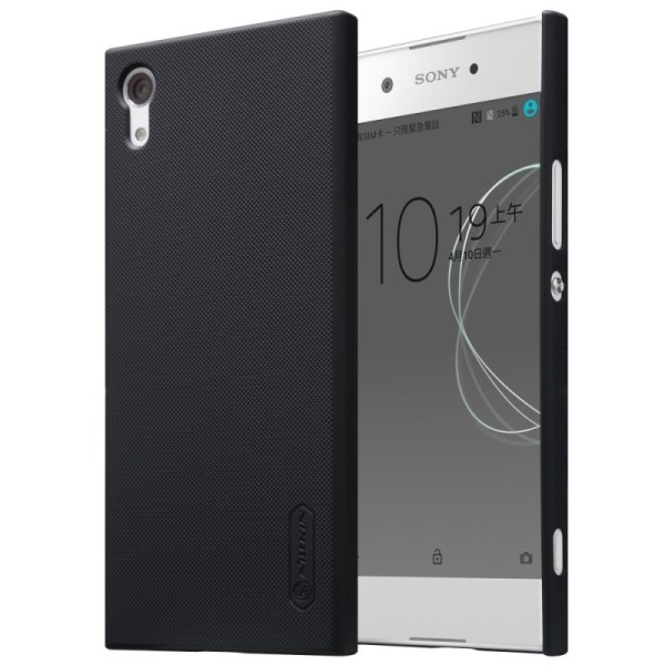 „Nillkin“ Frosted Shield dėklas - juodas + apsauginė ekrano plėvelė (Xperia XA1)