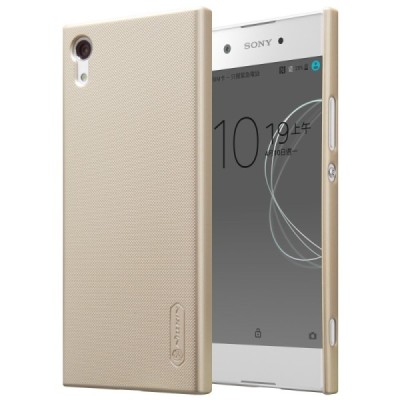 Nillkin Frosted Shield Sony Xperia XA1 (G3121, G3123, G3125, G3112, G3116) auksinis plastikinis dėklas + apsauginė ekrano plėvel