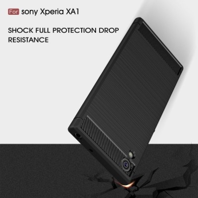 Sony Xperia XA1 „Carbon“ kieto silikono TPU juodas dėklas - nugarėlė / Priedai.lt