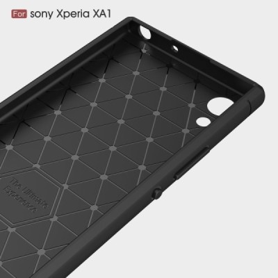 Sony Xperia XA1 „Carbon“ kieto silikono TPU juodas dėklas - nugarėlė / Priedai.lt