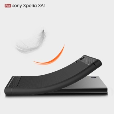 Sony Xperia XA1 „Carbon“ kieto silikono TPU juodas dėklas - nugarėlė / Priedai.lt