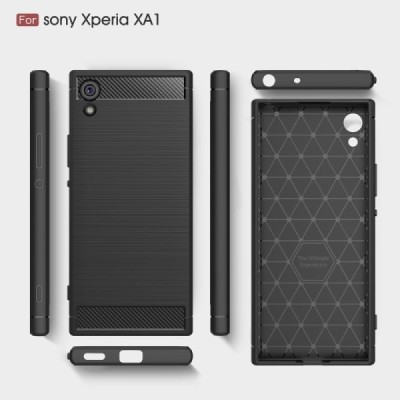 Sony Xperia XA1 „Carbon“ kieto silikono TPU juodas dėklas - nugarėlė / Priedai.lt