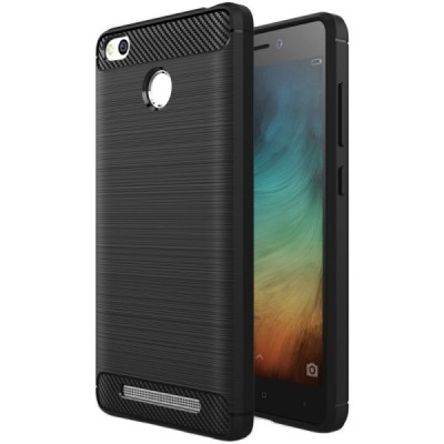 Xiaomi Redmi 3s „Carbon“ kieto silikono TPU juodas dėklas - nugarėlė / Priedai.lt