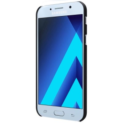 Samsung Galaxy A7 2017 (A720) Nillkin Frosted Shield juodas plastikinis dėklas + apsauginė ekrano plėvelė / Priedai.lt