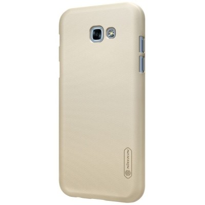 Samsung Galaxy A7 2017 (A720) Nillkin Frosted Shield auksinis plastikinis dėklas + apsauginė ekrano plėvelė / Priedai.lt