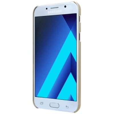 Samsung Galaxy A7 2017 (A720) Nillkin Frosted Shield auksinis plastikinis dėklas + apsauginė ekrano plėvelė / Priedai.lt
