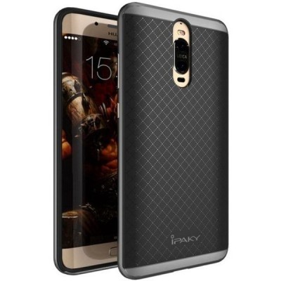 Huawei Mate 9 Pro (Mate 9 Pro Porsche Design) „IPAKY“ kieto silikono TPU juodas (sidabriniais apvadais) dėklas - nugarėlė / Prie