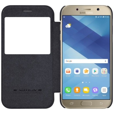 Prabangus „Nillkin“ Qin serijos juodas odinis atverčiamas Samsung Galaxy A7 (2017) A720 dėklas - knygutė / Priedai.lt