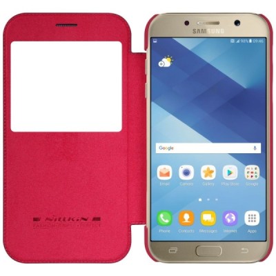 Prabangus „Nillkin“ Qin serijos raudonas odinis atverčiamas Samsung Galaxy A7 (2017) A720 dėklas - knygutė / Priedai.lt