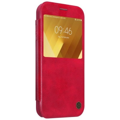 Prabangus „Nillkin“ Qin serijos raudonas odinis atverčiamas Samsung Galaxy A7 (2017) A720 dėklas - knygutė / Priedai.lt