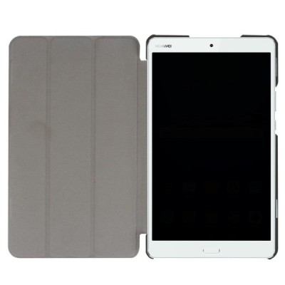 Huawei MediaPad M3 8.4 atverčiamas baltas odinis dėklas - knygutė / Priedai.lt