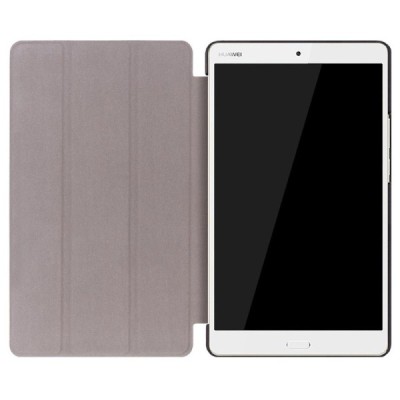Huawei MediaPad M3 8.4 atverčiamas spalvotas, baltas odinis dėklas - knygutė / Priedai.lt