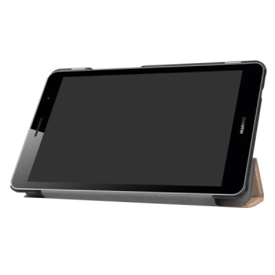 Huawei MediaPad T3 8.0 atverčiamas aukso spalvos odinis dėklas - knygutė / Priedai.lt