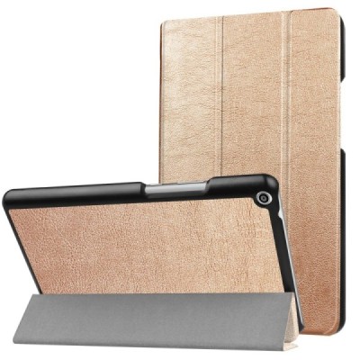 Huawei MediaPad T3 8.0 atverčiamas aukso spalvos odinis dėklas - knygutė / Priedai.lt