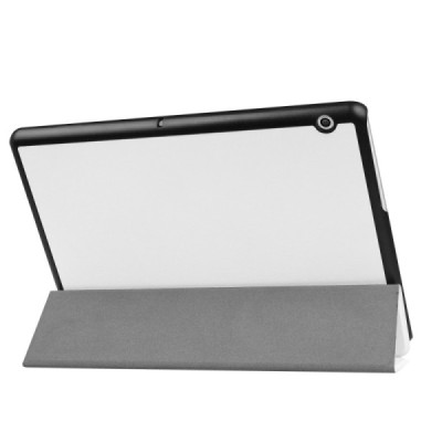 Huawei MediaPad T3 10 atverčiamas baltas odinis dėklas - knygutė / Priedai.lt
