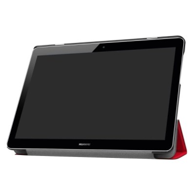 Huawei MediaPad T3 10 atverčiamas raudonas odinis dėklas - knygutė / Priedai.lt