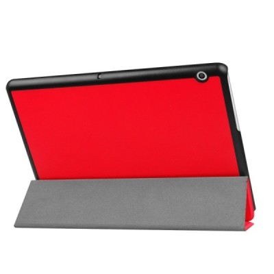 Huawei MediaPad T3 10 atverčiamas raudonas odinis dėklas - knygutė / Priedai.lt