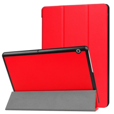 Huawei MediaPad T3 10 atverčiamas raudonas odinis dėklas - knygutė / Priedai.lt