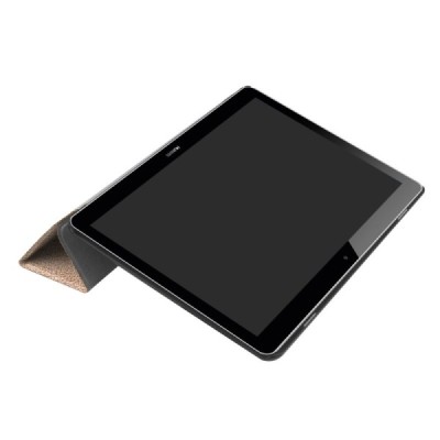 Huawei MediaPad T3 10 atverčiamas aukso spalvos odinis dėklas - knygutė / Priedai.lt