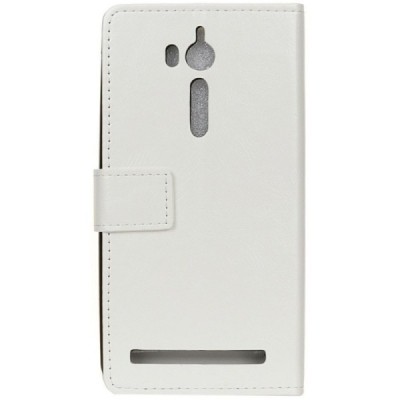 Asus Zenfone Go (ZB552KL) atverčiamas baltas odinis dėklas, knygutė - piniginė / Priedai.lt