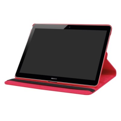 Huawei MediaPad T3 10 atverčiamas, sukamas 360 laipsnių, raudonas odinis dėklas - stovas / Priedai.lt