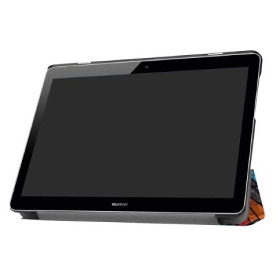 Huawei MediaPad T3 10 atverčiamas spalvotas odinis dėklas - knygutė / Priedai.lt
