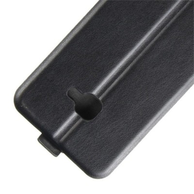 Samsung Galaxy Xcover 4 / 4S (G390, G398) klasikinis vertikaliai atverčiamas juodas odinis dėklas / Priedai.lt