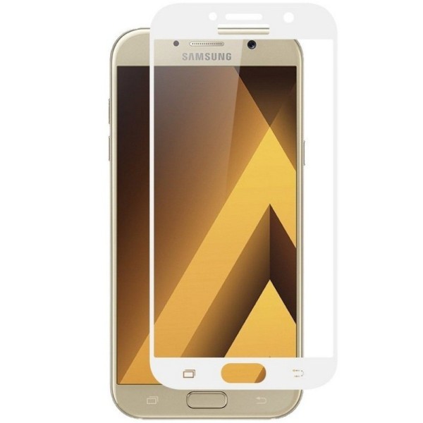 „Calans“ Tempered Glass pilnai dengiantis apsauginis ekrano stiklas 0.2 mm - baltas (Galaxy A7 2017)