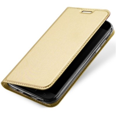 „Dux Ducis“ Skin serijos Samsung Galaxy J5 2017 (J530) auksinis odinis atverčiamas dėklas / Priedai.lt