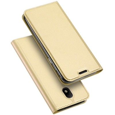 „Dux Ducis“ Skin serijos Samsung Galaxy J5 2017 (J530) auksinis odinis atverčiamas dėklas / Priedai.lt