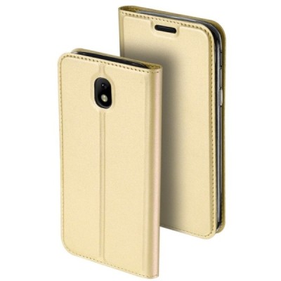 „Dux Ducis“ Skin serijos Samsung Galaxy J5 2017 (J530) auksinis odinis atverčiamas dėklas / Priedai.lt