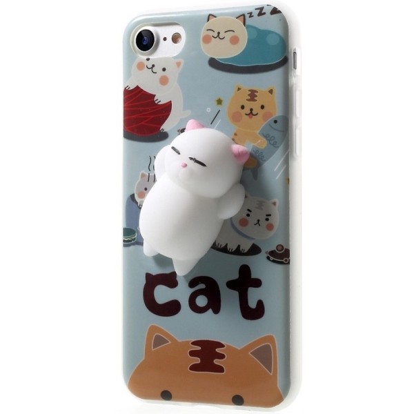 „Squezy“ Cat kieto silikono (TPU) dėklas - mėlynas (iPhone 7 / 8 / SE 2020 / SE 2022)