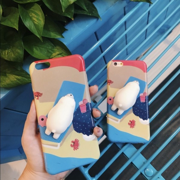 „Squezy“ Polar Bear kieto silikono (TPU) dėklas - rudas (iPhone 6 / 6S)