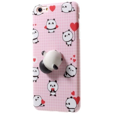 Apple iPhone 6 (6s) „Squezy“ Panda kieto silikono TPU rožinis dėklas - nugarėlė / Priedai.lt