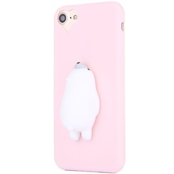 „Squezy“ Polar Bear kieto silikono (TPU) dėklas - rožinis (iPhone 6 / 6S)