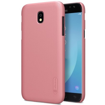 Samsung Galaxy J7 2017 (J730) Nillkin Frosted Shield rožinis plastikinis dėklas + apsauginė ekrano plėvelė / Priedai.lt