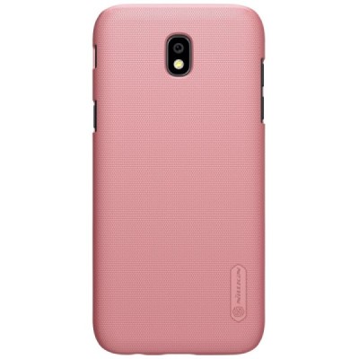 Samsung Galaxy J7 2017 (J730) Nillkin Frosted Shield rožinis plastikinis dėklas + apsauginė ekrano plėvelė / Priedai.lt