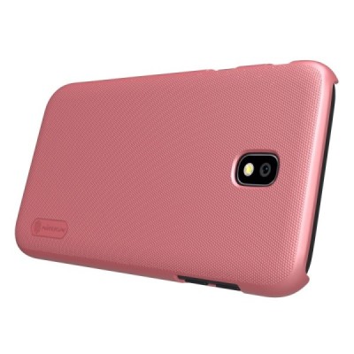 Samsung Galaxy J7 2017 (J730) Nillkin Frosted Shield rožinis plastikinis dėklas + apsauginė ekrano plėvelė / Priedai.lt