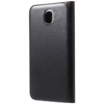 Samsung Galaxy J3 2017 (J330) juodas odinis atverčiamas Flip Wallet dėklas - piniginė / Priedai.lt