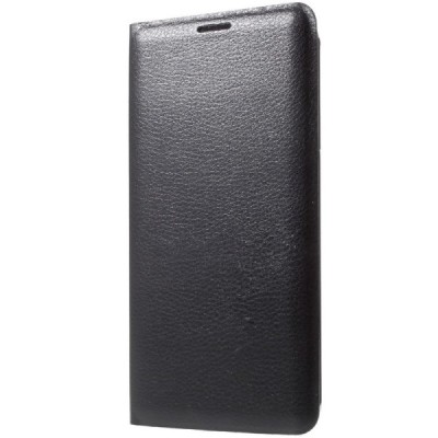 Samsung Galaxy J3 2017 (J330) juodas odinis atverčiamas Flip Wallet dėklas - piniginė / Priedai.lt