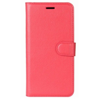 Samsung Galaxy J7 2017 (J730) „Litchi“ atverčiamas raudonas odinis dėklas - piniginė / Priedai.lt