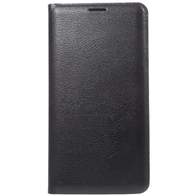 Samsung Galaxy J7 2017 (J730) juodas odinis atverčiamas Flip Wallet dėklas - piniginė / Priedai.lt