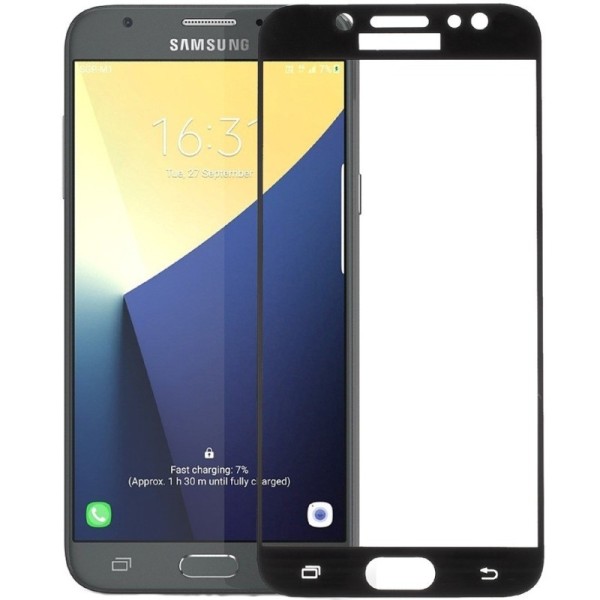 „Calans“ Tempered Glass pilnai dengiantis apsauginis ekrano stiklas 0.2 mm - juodas (Galaxy J7 2017)