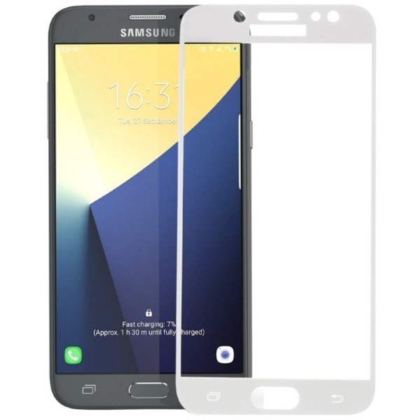 „Calans“ Tempered Glass pilnai dengiantis apsauginis ekrano stiklas 0.2 mm - baltas (Galaxy J7 2017)
