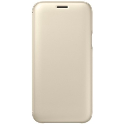 Samsung Galaxy J5 2017 (J530) originalus Wallet Cover atverčiamas auksinis odinis dėklas - piniginė / Priedai.lt