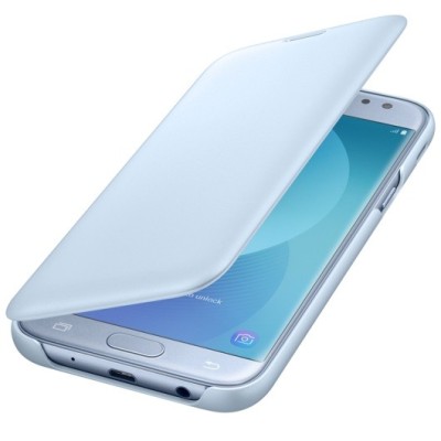 Samsung Galaxy J5 2017 (J530) originalus Wallet Cover atverčiamas šviesiai mėlynas odinis dėklas - piniginė / Priedai.lt