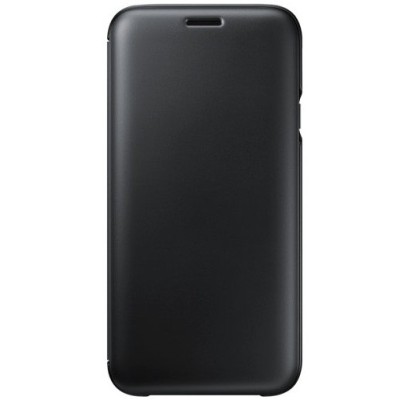 Samsung Galaxy J7 2017 (J730)  originalus Wallet Cover atverčiamas juodas odinis dėklas - piniginė / Priedai.lt