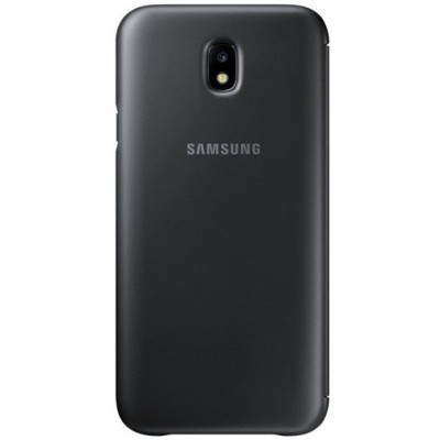 Samsung Galaxy J7 2017 (J730)  originalus Wallet Cover atverčiamas juodas odinis dėklas - piniginė / Priedai.lt